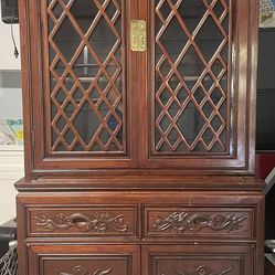 *MUST SELL TODAY!*Chinese Dark Cherry Rosewood Cabinet and Hutch 
