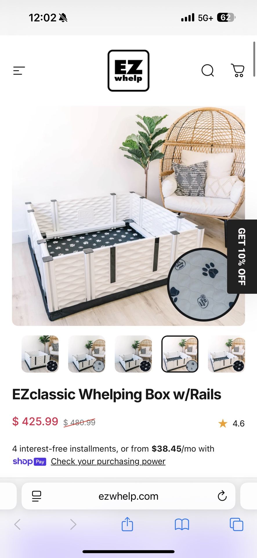 Whelping box 48x48x18