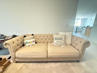 Beige/ Brown Tufted Chesterfield Sofa