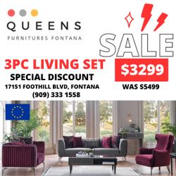 3pcs Sofa Sleeper + Loveseat + Accent Chair Made In Europe On Sale