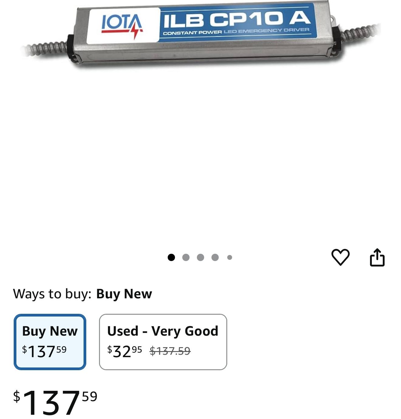 IOTA ILB CP10 HE A M5 Emergency LED Driver – 10W Constant Power Class 2 Silver (4 pcs)