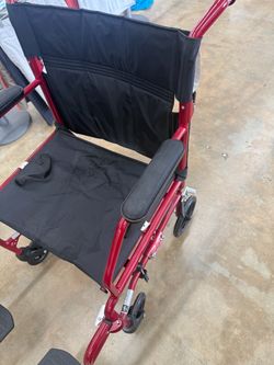 Transport Wheelchair Red Frame Black Seat