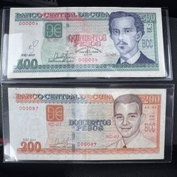 Billetes De Cuba 200 Y 500 Pesos