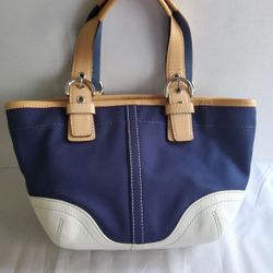 Coach Navy/ White  mini Tote