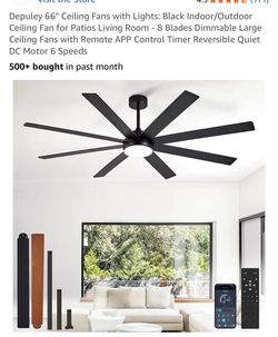 66" Ceiling Fans with Lights & Remote