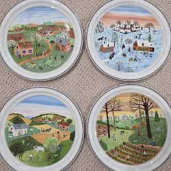 Collectible Villeroy & Boch "The Four Seasons" Plates  and Wall Racks