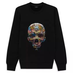 Paul Smith Ps Men's Sticker Skull Sweatshirt Size M Black
