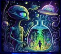 Psychedelic Alien Experiment Trippy Cosmic Human Specimen Wall Tapestry 16"× 24"