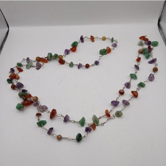 Long Multi Stone Necklace