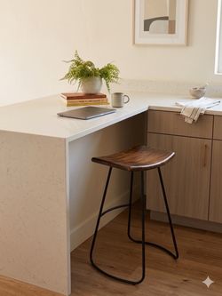 Wood and Metal Modern Industrial Style Counter Height Stool / Modern Accent Side Table/ Plant Stand
