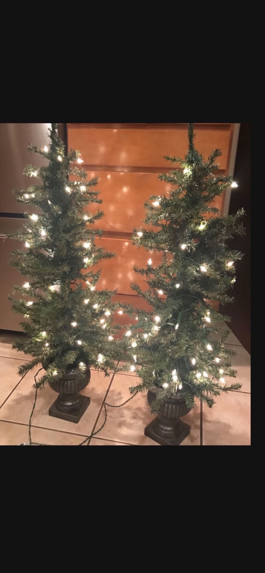 4’ Pre-lit Porch Entryway Christmas Trees X2