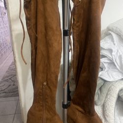 Thigh High Boots Black And One Brown 