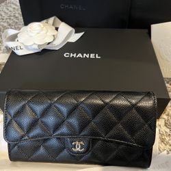 BRAND NEW CHANEL CLASSIC FLAP LONG WALLET WITH RECEIPT AND ALL PACKAGING 