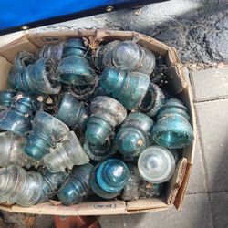 Glass Insulators Bulk bins (300 about)