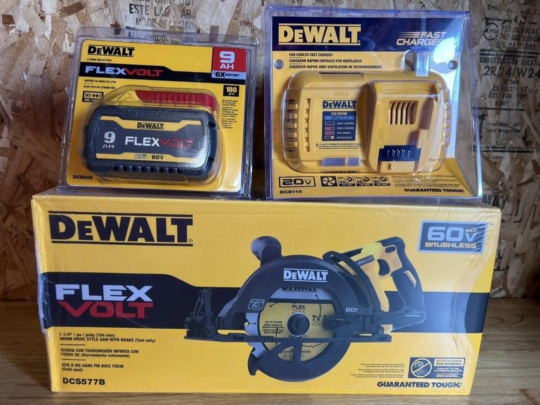Dewalt 60v Flexvolt Circular Saw Set Includes Battery 9.0 Ah And Fast Charger Brand New