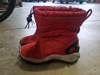 Red Merrell Suede Kids Snowshoes Boots sz 4