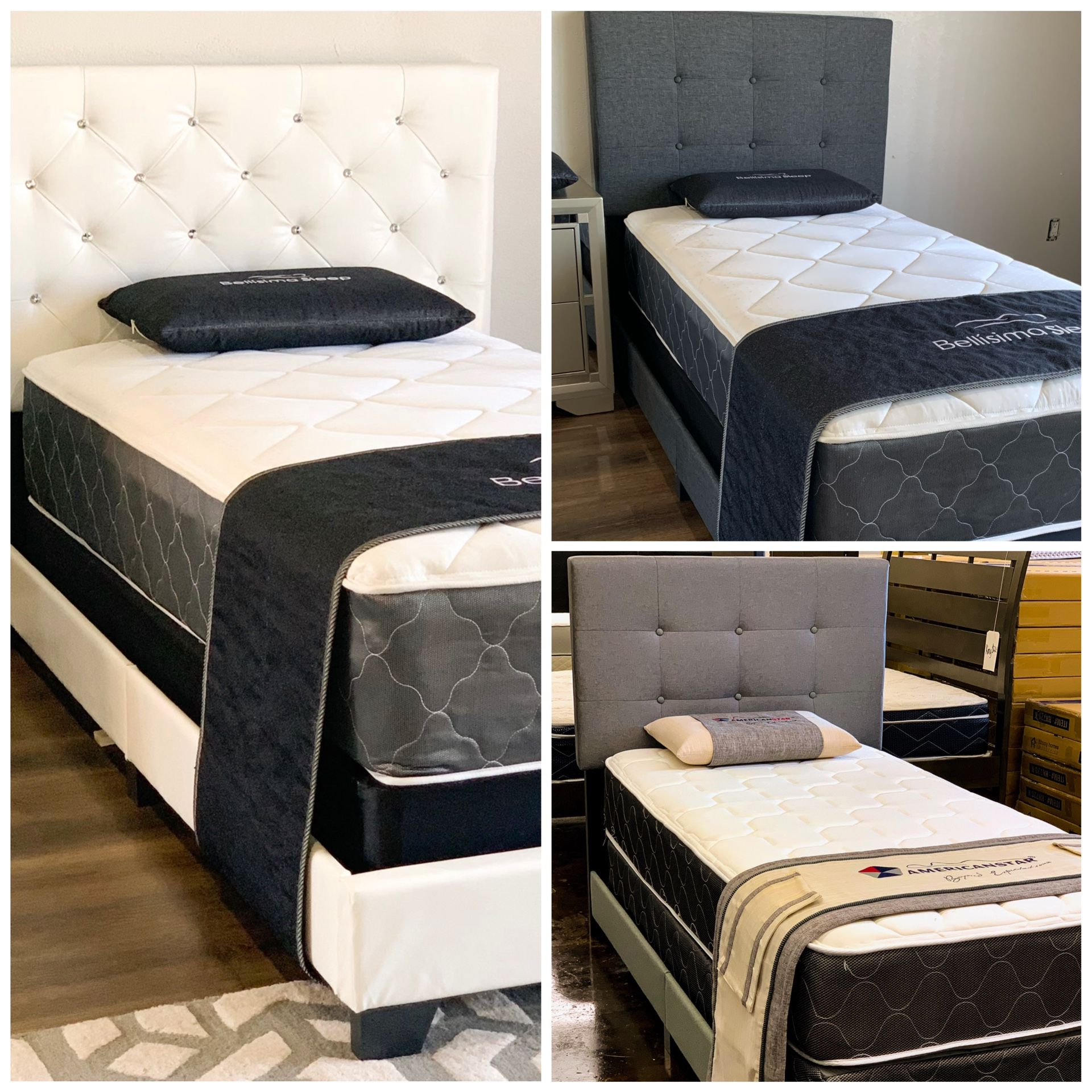 Twin Linen Bed Plus Mattress (Free Delivery)