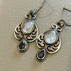 Moonstone And Iolite Earrings