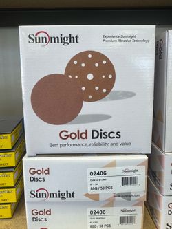 Sunmight Gold Grip Sanding Discs 6” 80 Grit – 50 Pack (New)