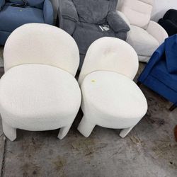 Set of 2, Hoop Gauze Lounge Chair with sof Cushion and backrest(little dent)