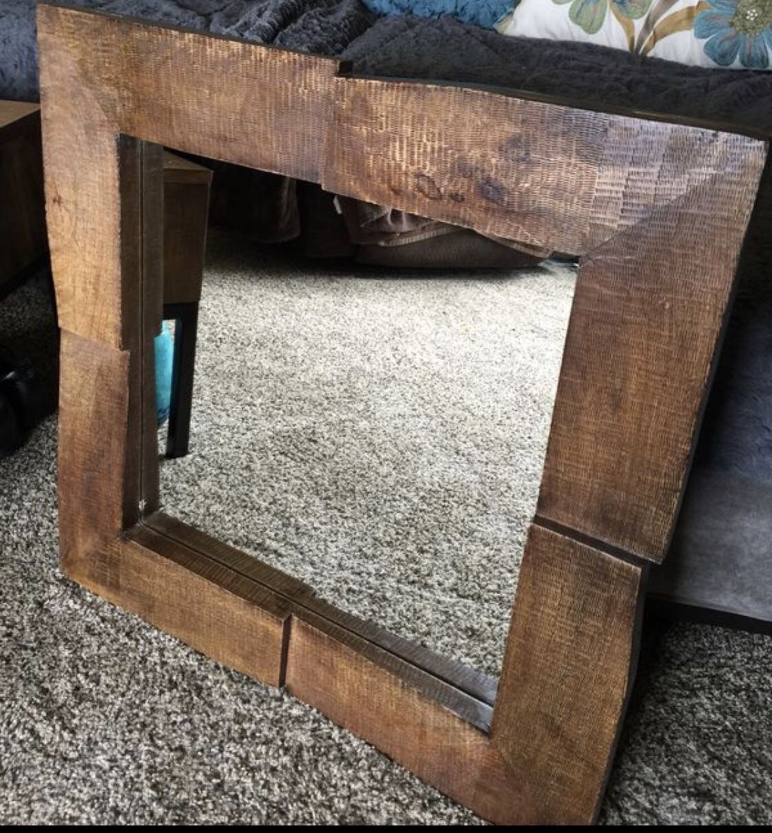 Pier 1 imports chiseled hand crafted wood mirror 25x25
