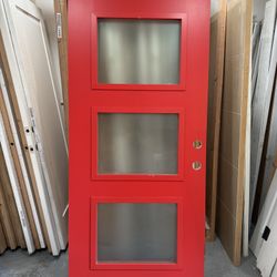 Exterior front door entry door 35-3/4x79” fiberglass doors contemporary style. Dual glass lightly frosted   I have a beautiful front door standard fro