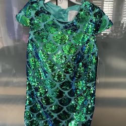 New Disney Couture Princess Ariel Sequin Fancy Girls 5 6 Mermaid Dress Size 5/6 