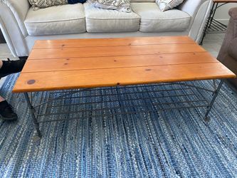 Wood and Metal Coffee Table with Lower Shelf