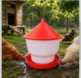 Chicken Feeder, Automatic Force-fed Feed Feeder, Duck, Quail, Weatherproof Rainproof Lid, 60lb Capacity Without Rack, 1