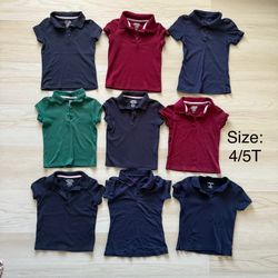 Lot of 9 School Uniform Tops for Girls, Size 4/5T Shirts