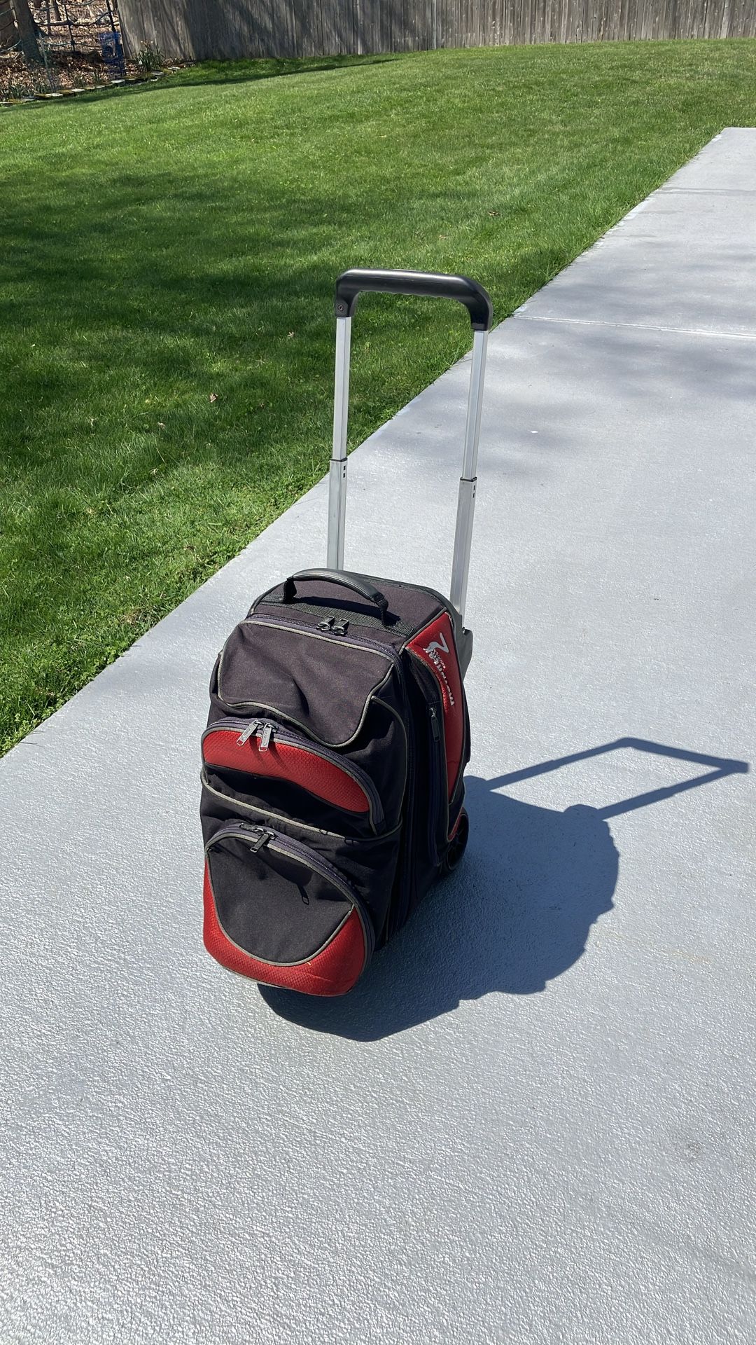 2 BALL BOWLING BAG by FASTBREAK EBONITE-2 on Wheels & Extended Handle like ๐ new