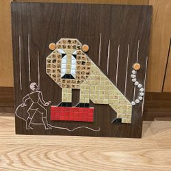 Vintage MCM Mosaic Wall Art Of Lion And Lion Tamer