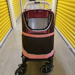 Brand New Petbobi Medium Large Dog Stroller Pink 4 Wheels Maximum 80 Pounds Dual Entry