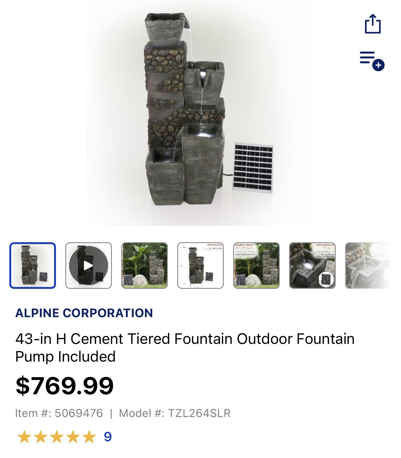 43-in H Cement Tiered Fountain Outdoor Fountain Pump Included