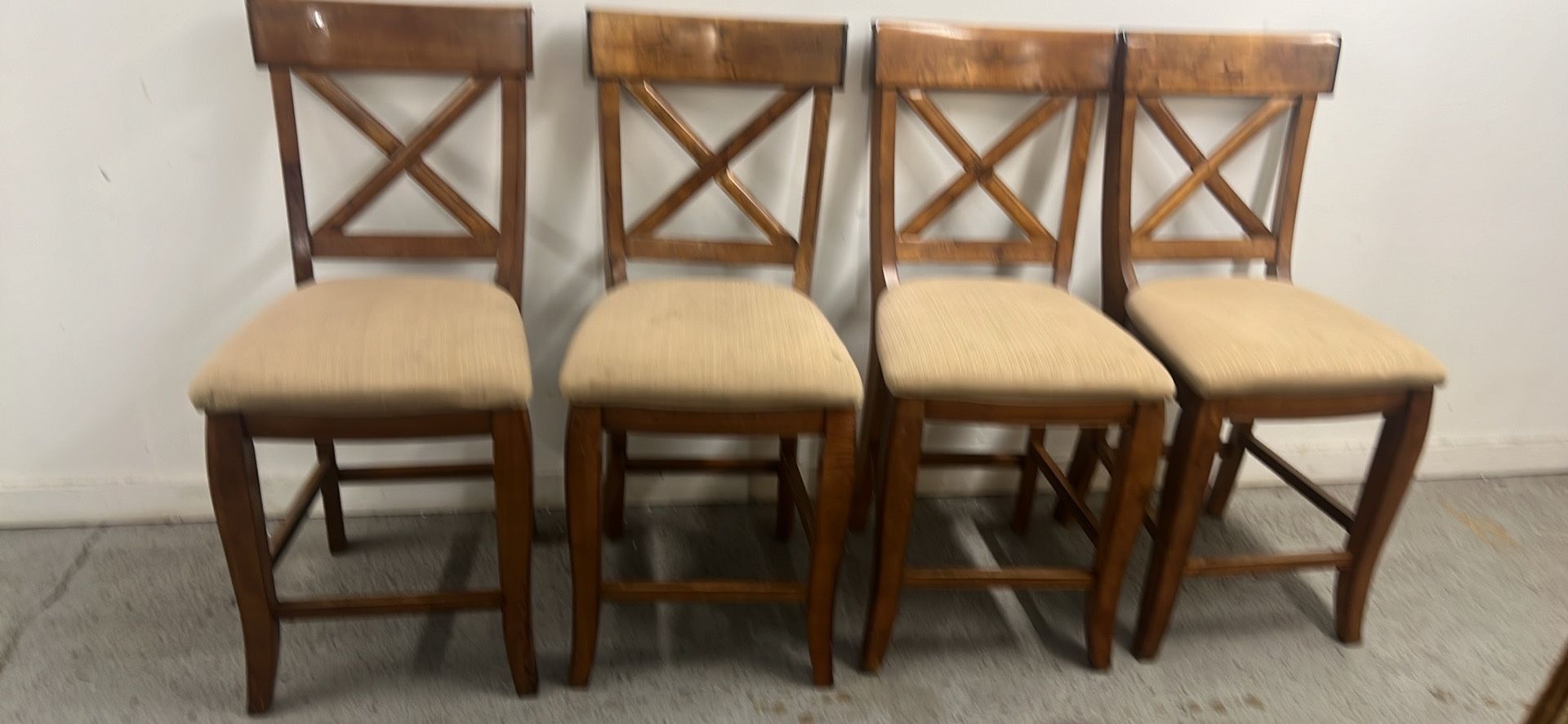 25”h 4 Solid Wood, Good Condition, Barstools Chairs