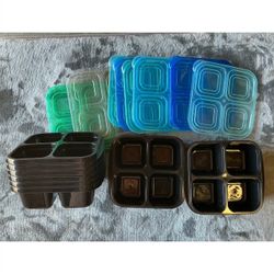 (8 Pack) 4 Compartment Snack Food Container, Bpa free