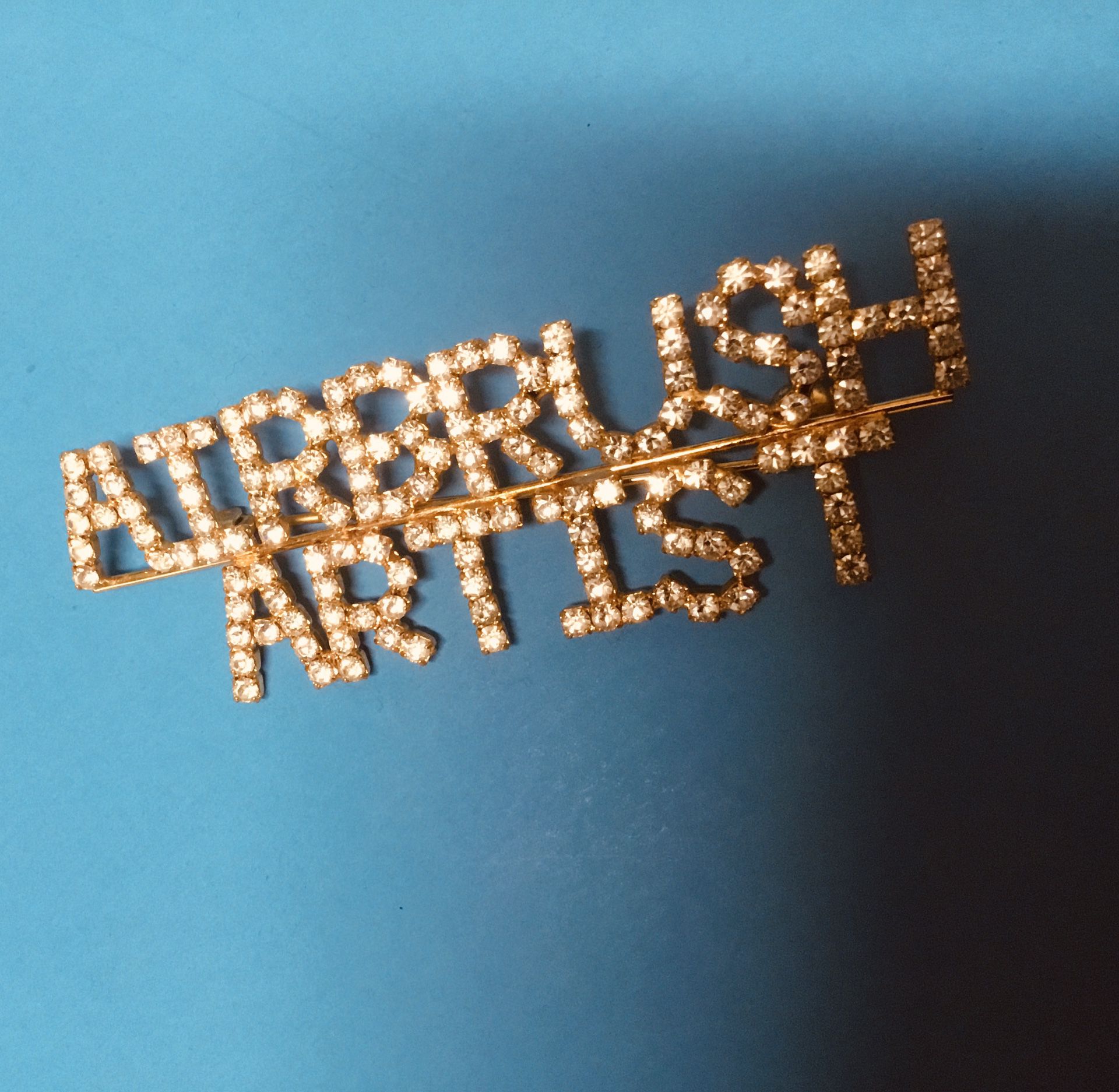 Brooch Pin Custom Designed “Airbrush  Artist” Crystal Rhinestones.