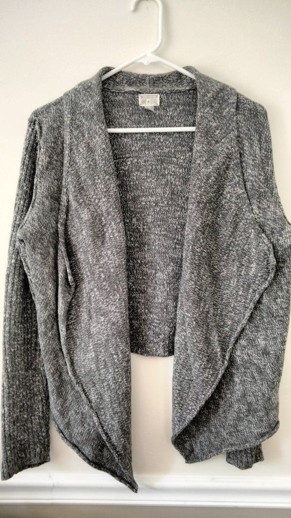 Converse One Star Gray Cotton Open Front Cardigan Sweater Size XL
