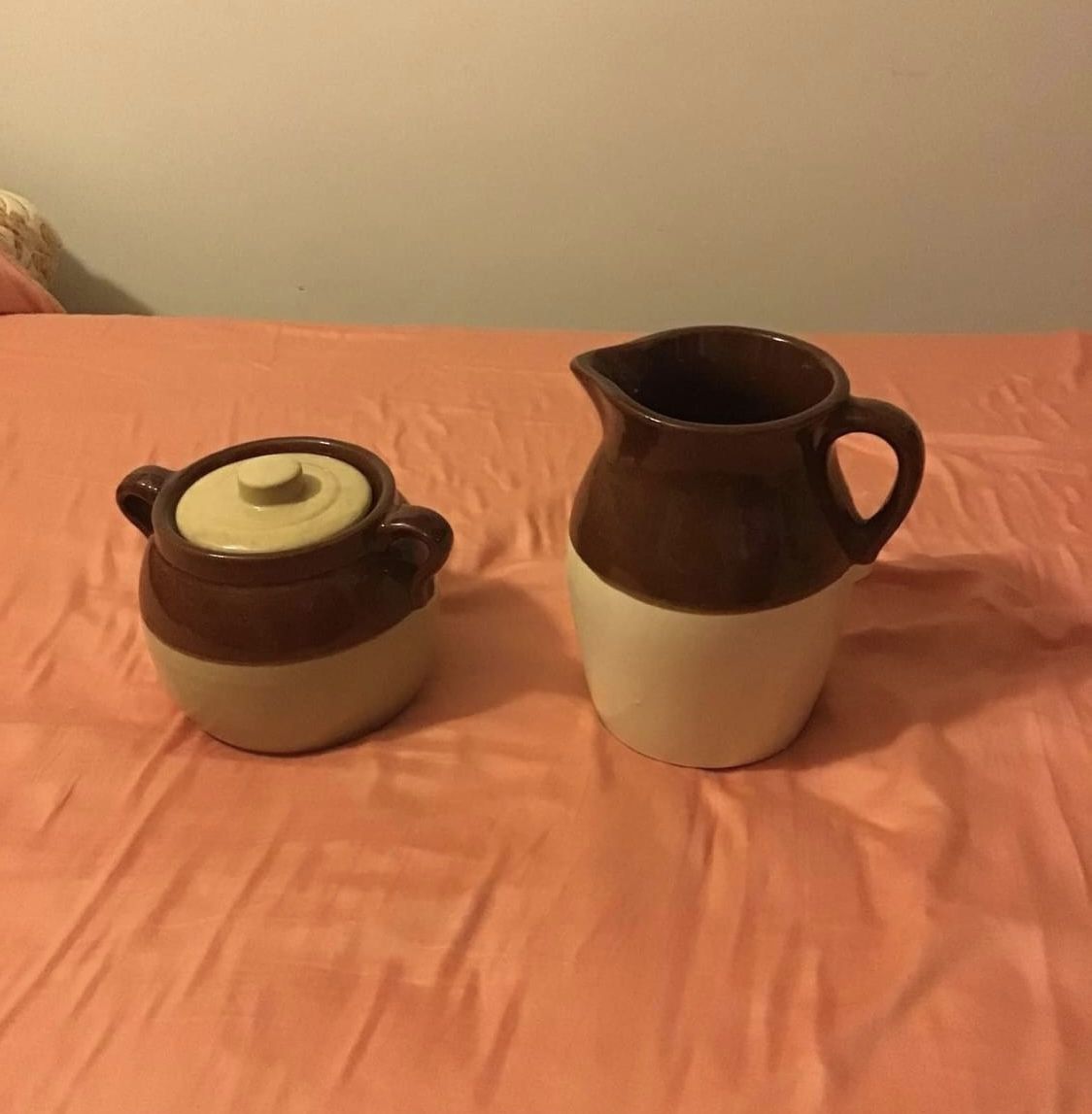 Vintage Bean Pot And Pitcher