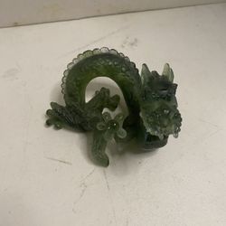 Carved green jade Glass stone dragon