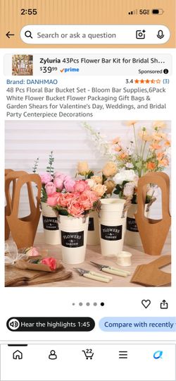 48-Piece Floral Bar Bucket Set for any lovely celebration