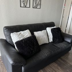Black Faux Leather couch 