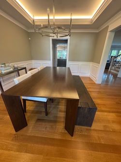 Restoration Hardware dining table set (table, bench and three chairs)