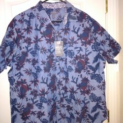Van Heusen Floral Slim Short Sleeve Button Down Shirt Men's 2XL  *NWT*