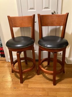 Set of 2 Wood Swivel Bar Stools