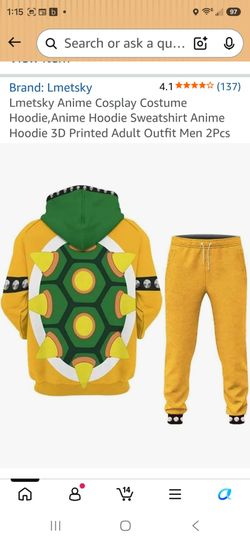 Lmetsky Bowser Cosplay Hoodie and Sweatpants Set and handmade shell made out of foam