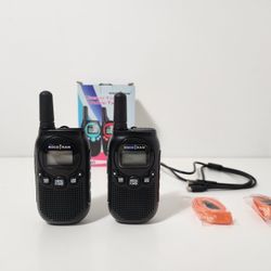 2-Pack Black Rechargeable Walkie Talkies For Adults Long Range 5 Miles USB Charger 22CH VOX Flashlight LCD FRS Two Ways Radio Walky Talky
