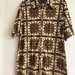 Vintage 70s Van Heusen Sportswear Baroque Chain Print Shirt XL