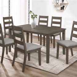 Dining Set 7pcs Color Grey 