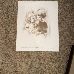 Sketch “Flowers For Irene” Art Drawing no signature. Manufactured in Taiwan r.o.c. For Kmart corp. Troy, MI 48084